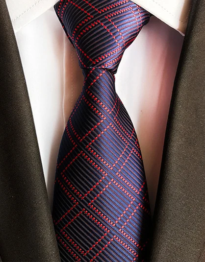 Модный Шелковый галстук 8 см, черный, синий, в клетку, жаккардовый переплетенный галстук для мужчин, деловой, Свадебный, вечерний, официальный, шейный галстук, аксессуары - Цвет: A14