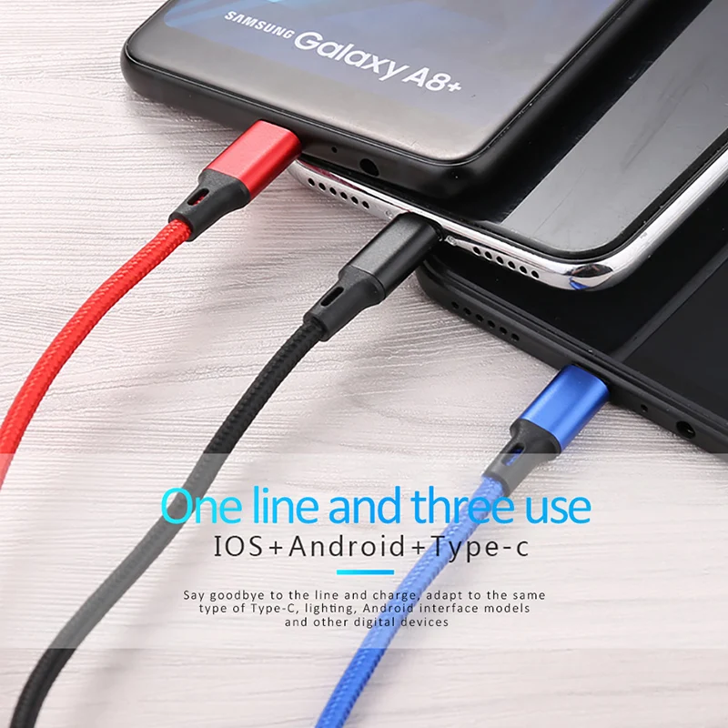 NOHON нейлон 3 в 1 зарядное устройство с интерфейсом Lightning Кабель 8 Pin для iPhone X Plus XS Micro