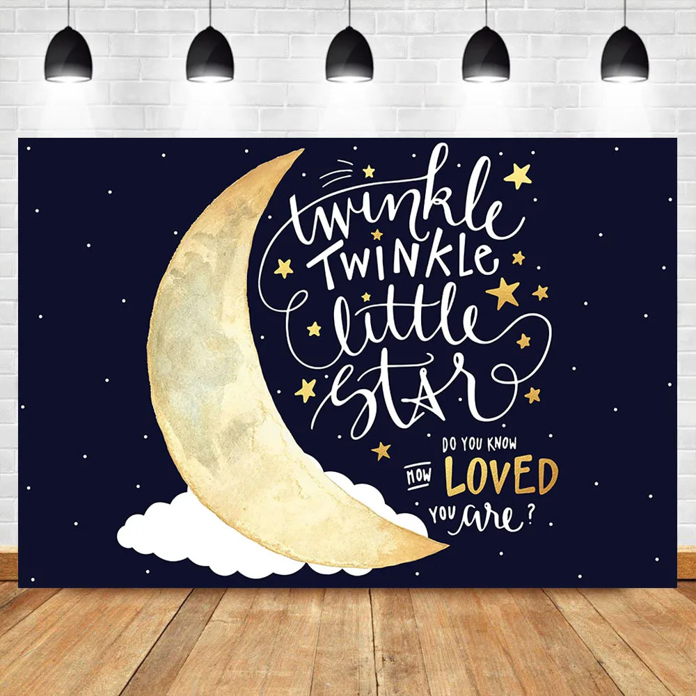 

NeoBack Moon Night Sky Twinkle Little Star Photography Backdrops Birthday Party Baby Shower Background Banner Decor Backdrops
