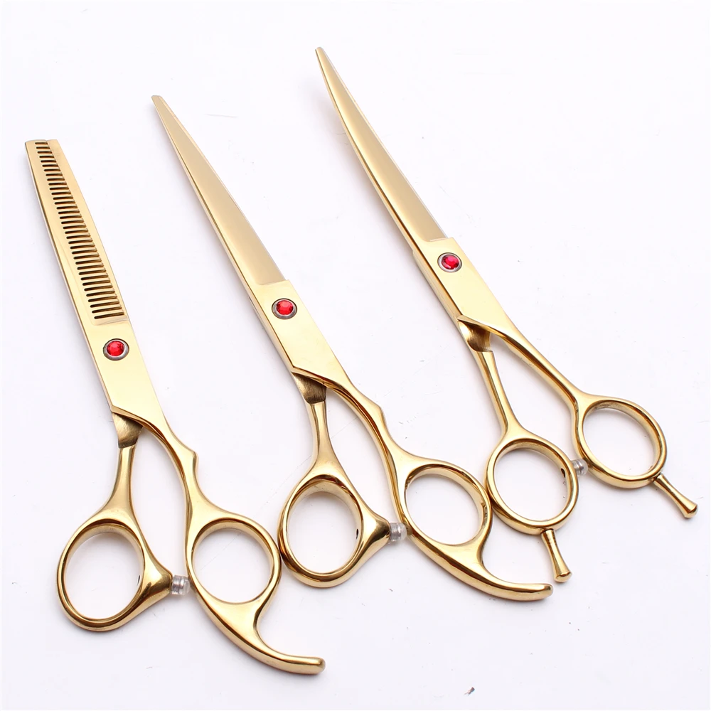 3Pcs Suit 7'' Japan Golden Professional Pets Hair Hairdressing Scissors