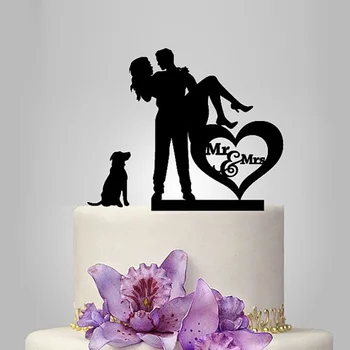 

2017 Acrylic Princess Hug With 1 Dog Wedding Cake Topper/Wedding Stand/Wedding Decoration Wedding Cake Accessories Casamento