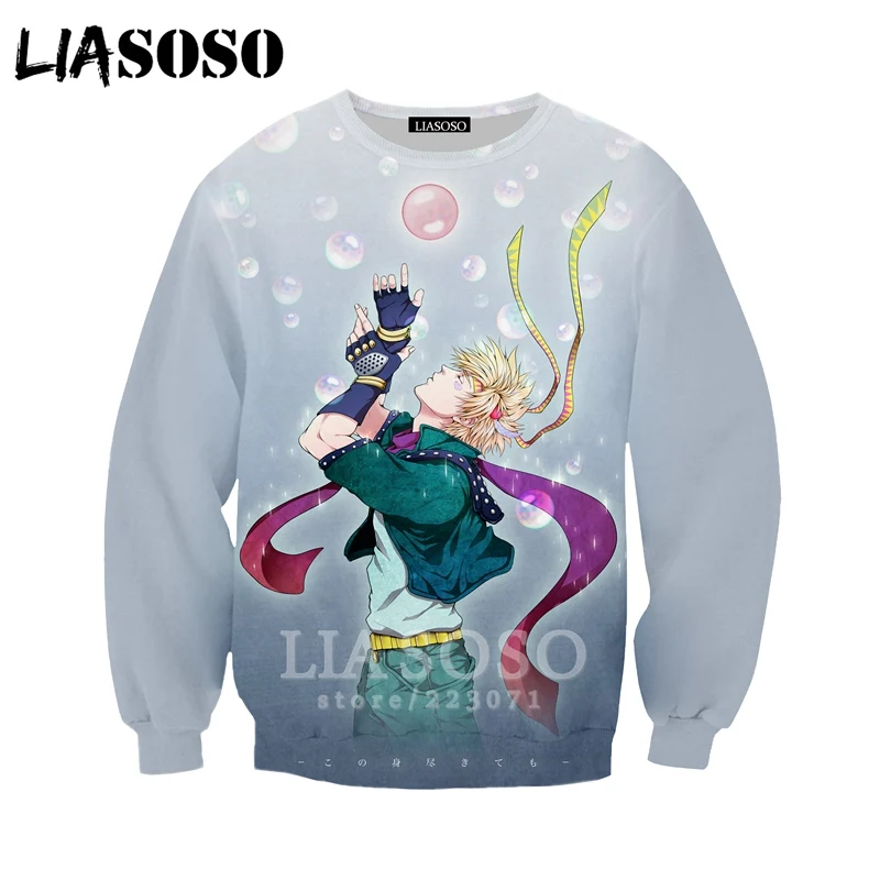 LIASOSO для Для мужчин Для женщин Леоне abbacchio толстовки 3D принт аниме JoJo невероятное приключение Толстовка пуловер с длинными рукавами и B051-07