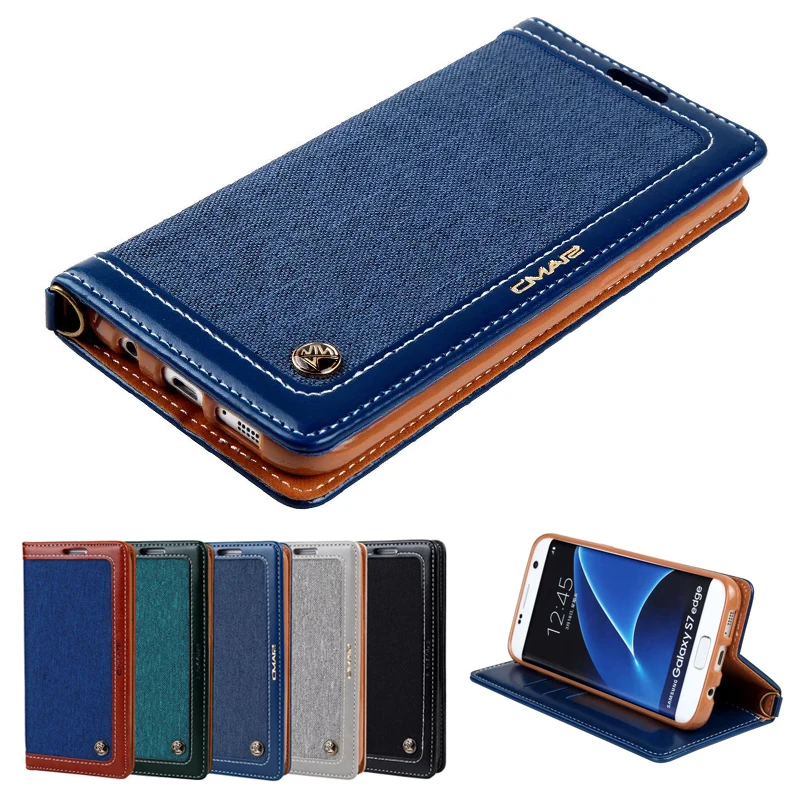 

CMAI2 Denim Flip Wallet Phone Cases For Samsung Galaxy S8 Case Leather Magnetic Cover For S8 Plus Galaxy With Stand Card Slots