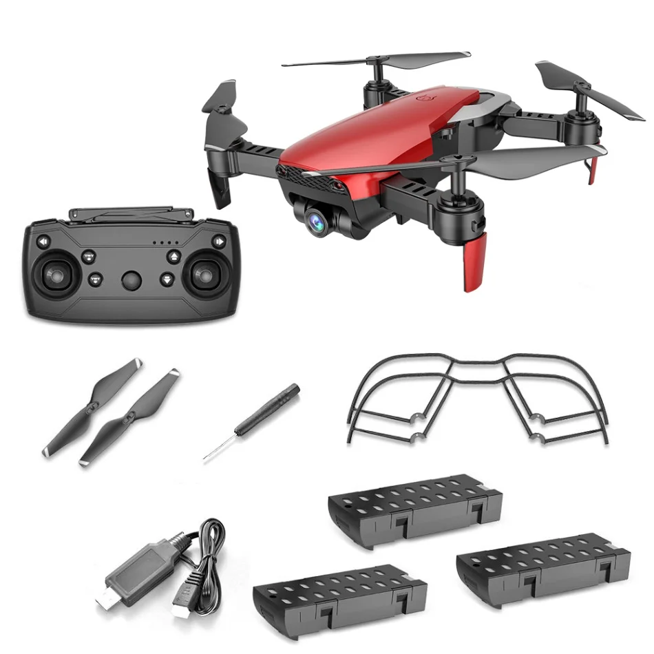 Dongmingtuo X12 широкоугольный Дрон с камерой 720P Wi-Fi FPV Дрон управление высотой приложение один ключ возврат Радиоуправляемый квадрокоптер вертолет - Цвет: Красный