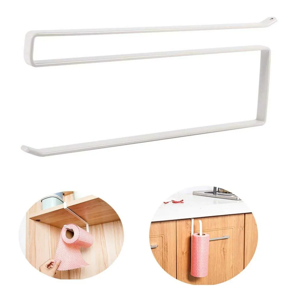 

Useful Iron Roll Paper Rack Kitchen Cupboard Hanging Paper Towel Holder Rack Tissue Cling Film Storage Rack for bathroom