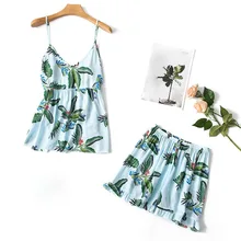 Летние весенние женские модные сексуальные пижамы нижнее белье с принтом нижнее белье с v-образным вырезом комплект из 2 предметов