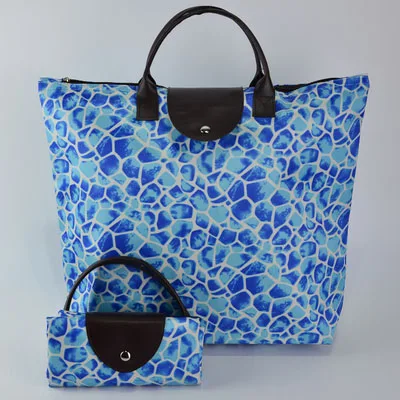 Складной кошелек стиль Многоразовые водонепроницаемые женские сумки для покупок Цветочные нейлоновые сумки для путешествий пляжные сумки для книг Бесплатный подарок - Цвет: B shopping bag 4