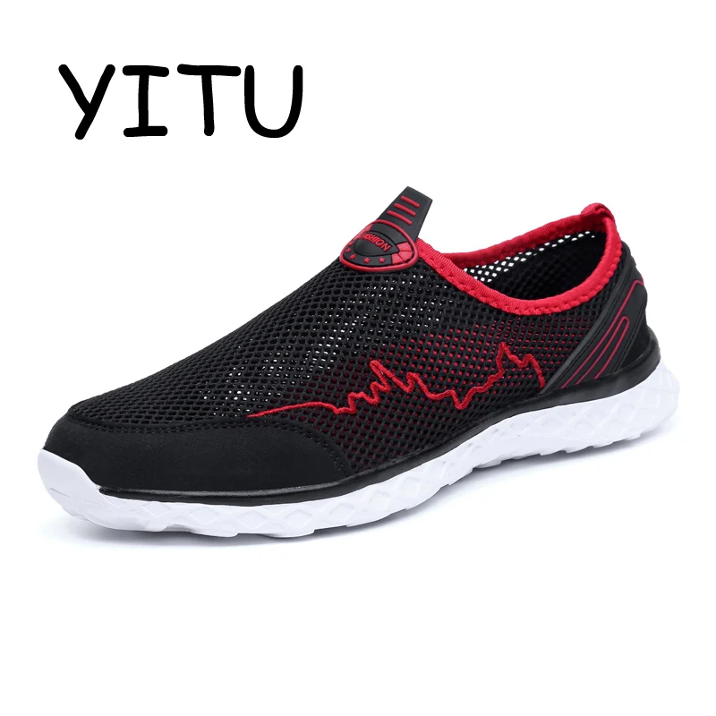 YITU унисекс Обувь с дышащей сеткой пляжная обувь быстросохнущие плавательные босиком воды специальной технологии изготовления туфли облегают ногу спортивные река Aqua Уличная обувь, кроссовки - Цвет: Black