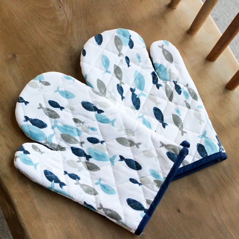 1PCS Oven Gloves Potholder Cotton Linen Oven Mitten Cactus/Small Fish