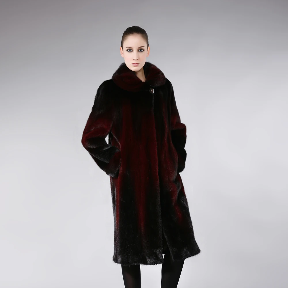 

Plus size bust 110cm Ladies' Mink coat,Noble high quality women's mink overcoat Long mink fur coat Free shipping FPD75