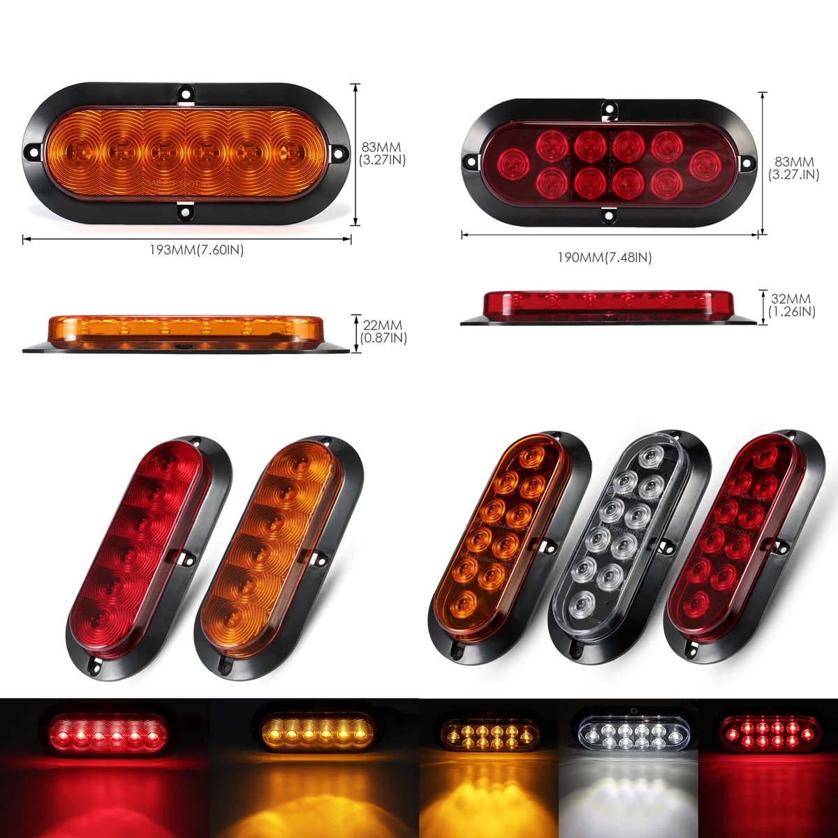 

2pcs 6 Led 10LED Waterproof Durable Car Truck Tail Light Warning Lights Rear Lamp for Trailer Caravans UTE Campers ATV Boats D45