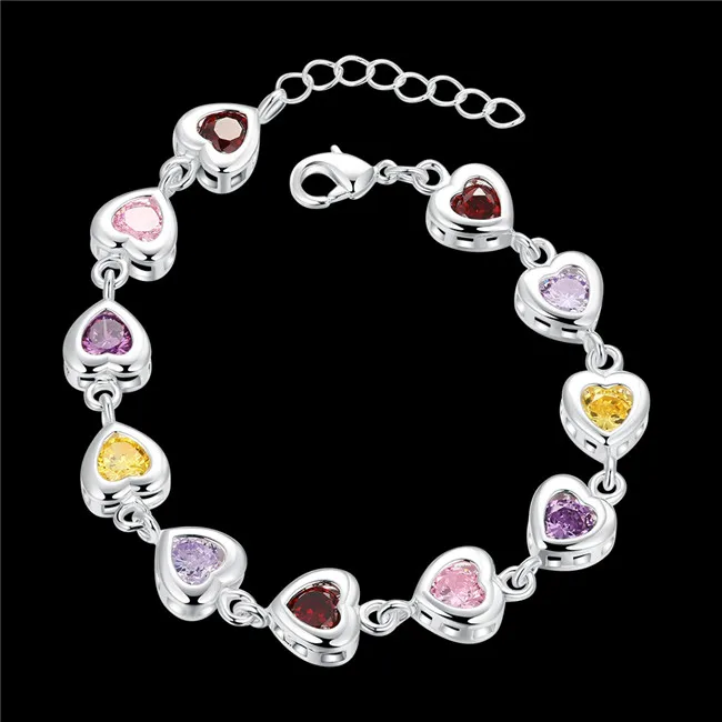 

Beautiful design Silver heart charm bracelet with Zircon fashion classic Valentine's Day gift for girl global hot
