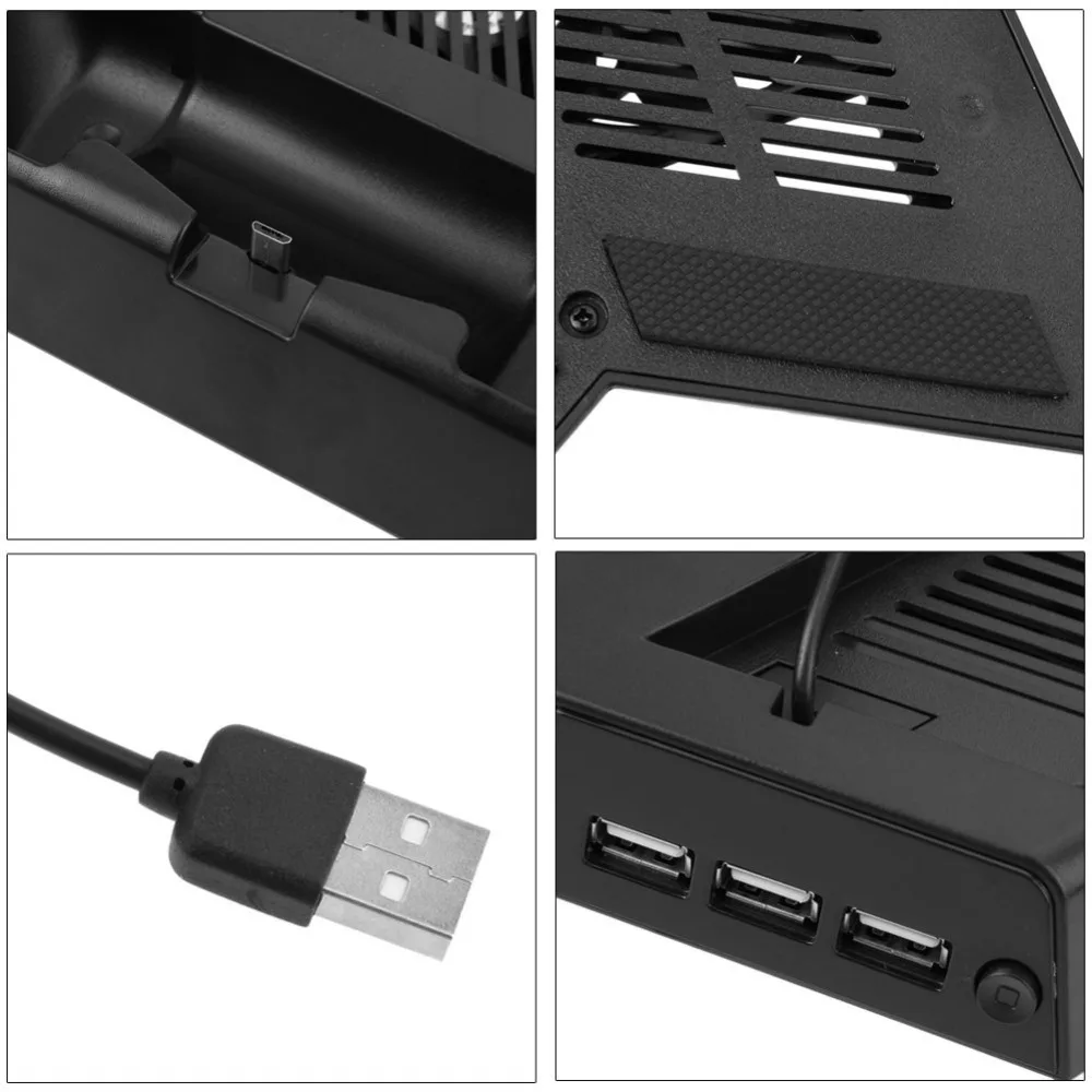 PS4 Pro Vertical Stand Cooling Fan Cooler for Playstation 4 Pro with Charging Dock Charger Station for Dualshock 4 Controller