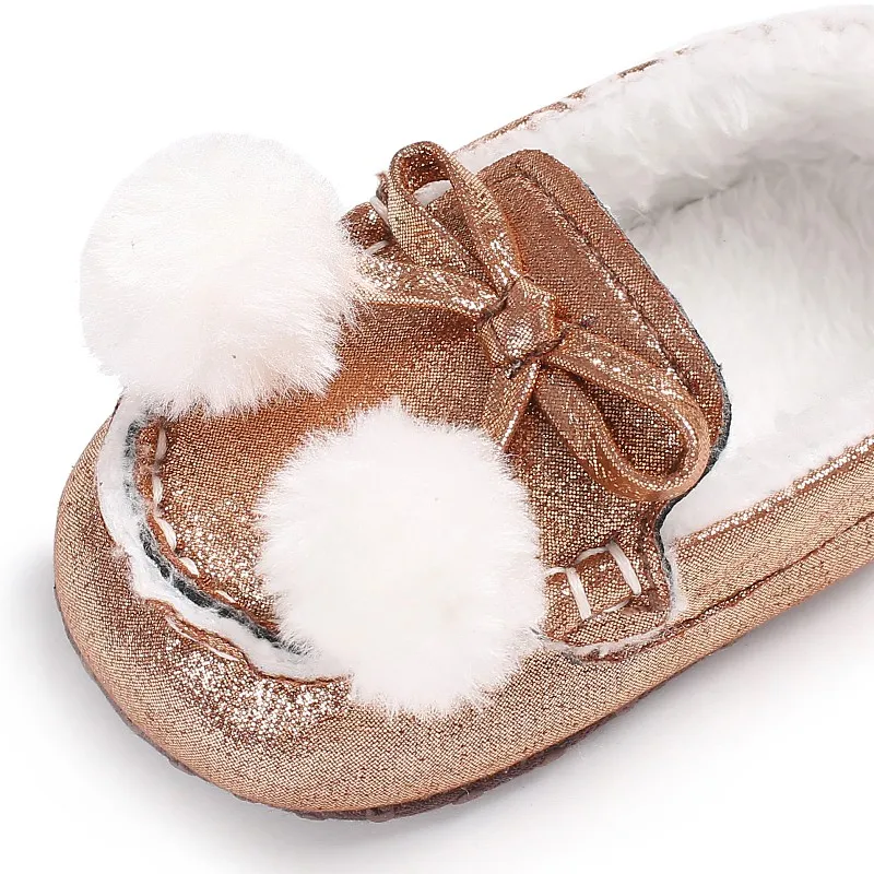 Горячая Детские Обувь для девочек милые зимние Лоферы согреться мягкая подошва первых шагов кроватки Babe Prewalker новорожденного малыша Обувь