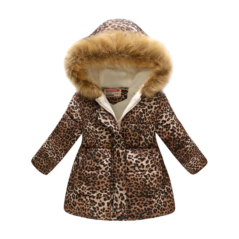 Зимняя куртка для девочек, парка, теплые пальто, куртка, парка для девочек, осенняя хлопковая Детская куртка с капюшоном, парка, зимнее пальто для мальчиков и девочек - Цвет: leopard