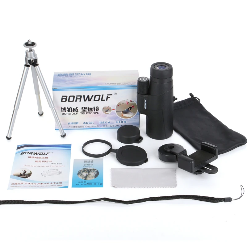 Borwolf 10X42 Монокуляры BAK4 Prism FMC оптические линзы высокой мощности для охоты