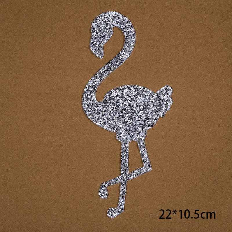 Сверкающие Стразы Фламинго узор одежда патчи Мода блестками DIY аппликации Bling Утюг-на патчи