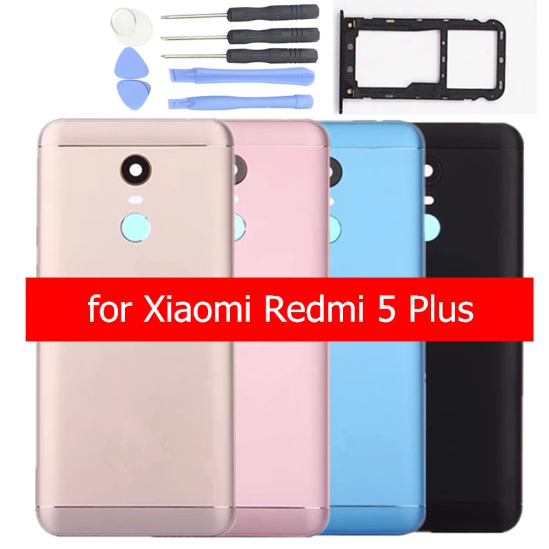 

Original for Xiaomi Redmi 5 Plus Battery Back Cover Rear Housing Metal Door Camera Glass Lens Card Tray Holder Spare Parts