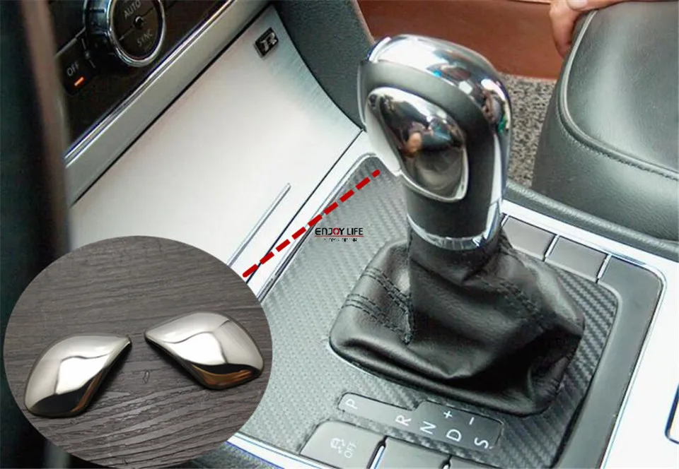2pcs Stainless Steel Gear Shift Knob Sides Sticker Cover Trim For