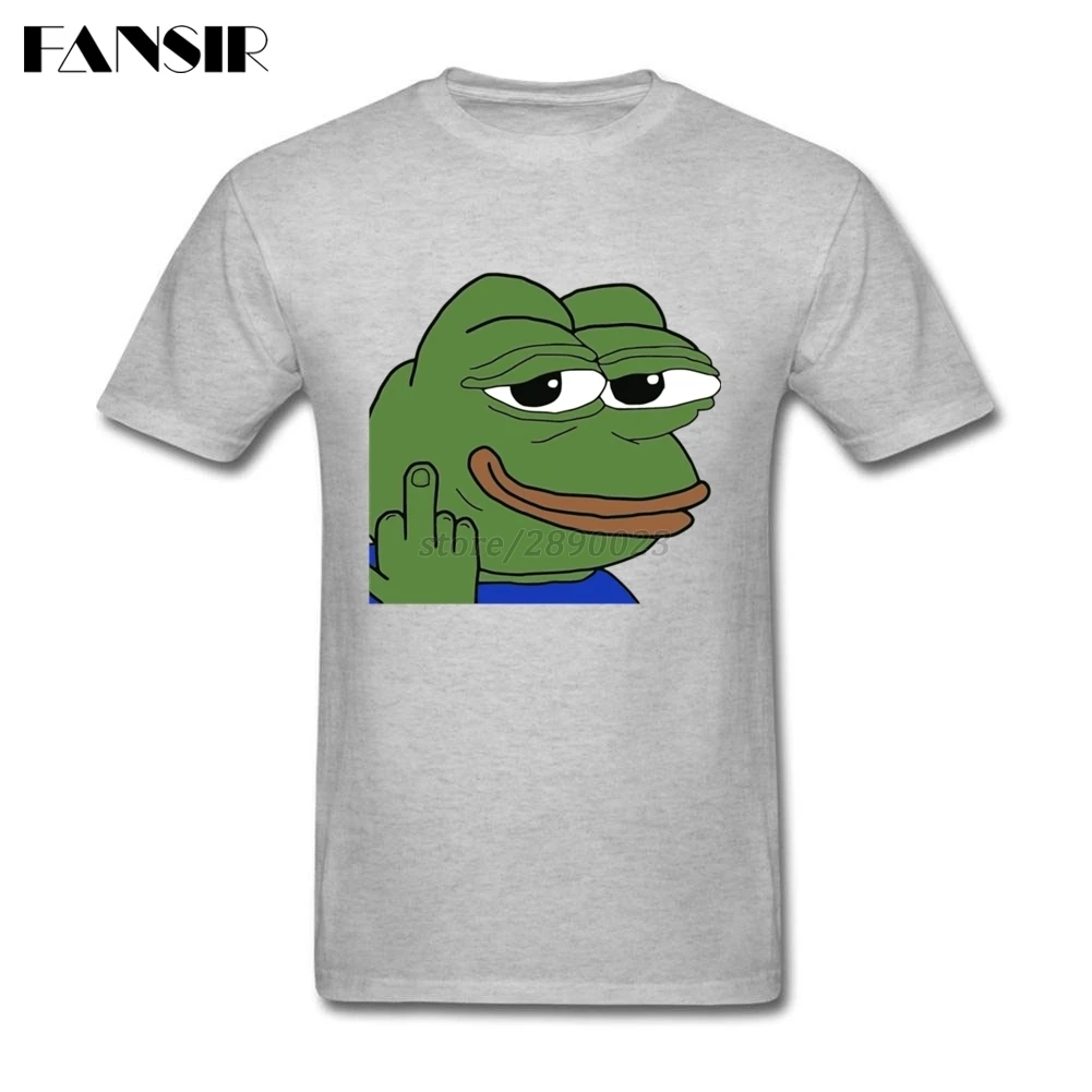 

Bird Flipping Pepe Frog Meme Men Tshirt Screen Printing T Shirt Men's Custom Cotton Short Sleeve Over Size Clothes Tops
