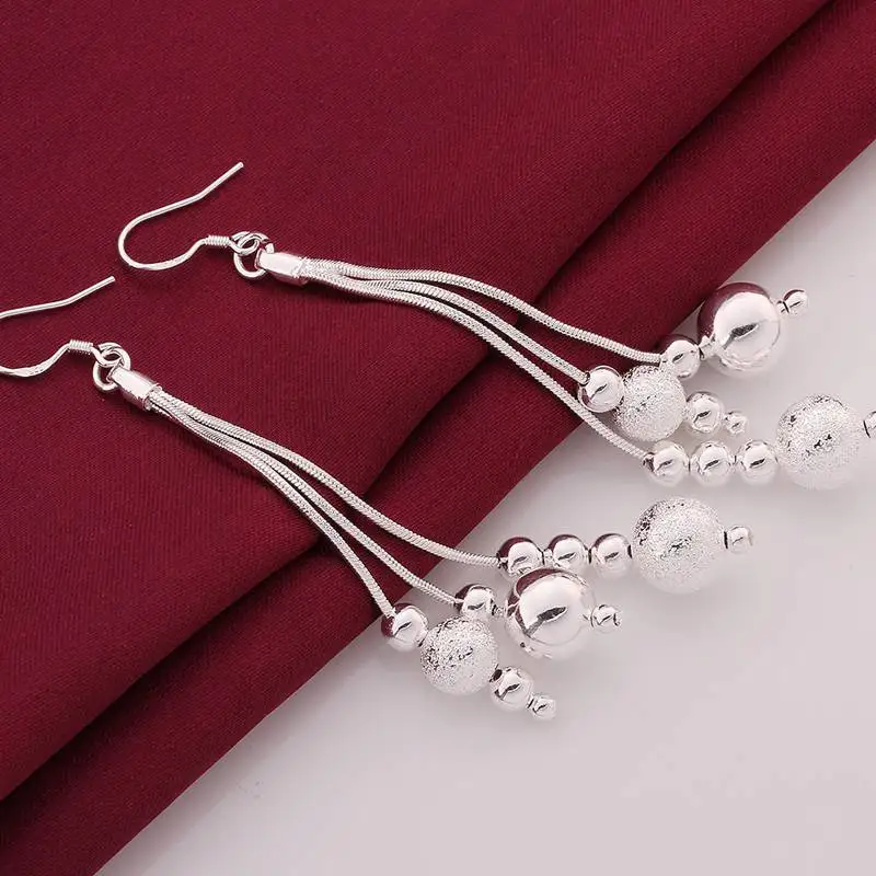 

Wholesale silver plated Earring,925 Jewelry silver,Three Line Beads Earrings SE006