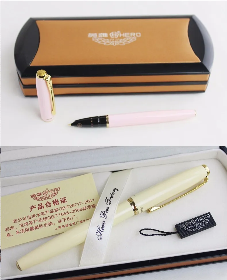 Авторучки Hero, Подлинная 1079 ультратонкая ручка, 0,38 мм, для студентов, офиса, бизнеса, Подарочная коробка, черный, розовый, желтый, синий