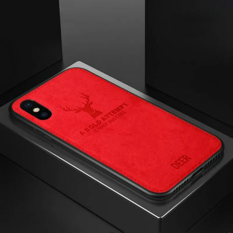 Cloth Frabic Deer Bat Pattern Phone Case For iPhone 6 7 8 Plus Silicone Soft Edge Back Cases For iPhone 11 Pro XR X XS Max Capas - Цвет: Deer Red