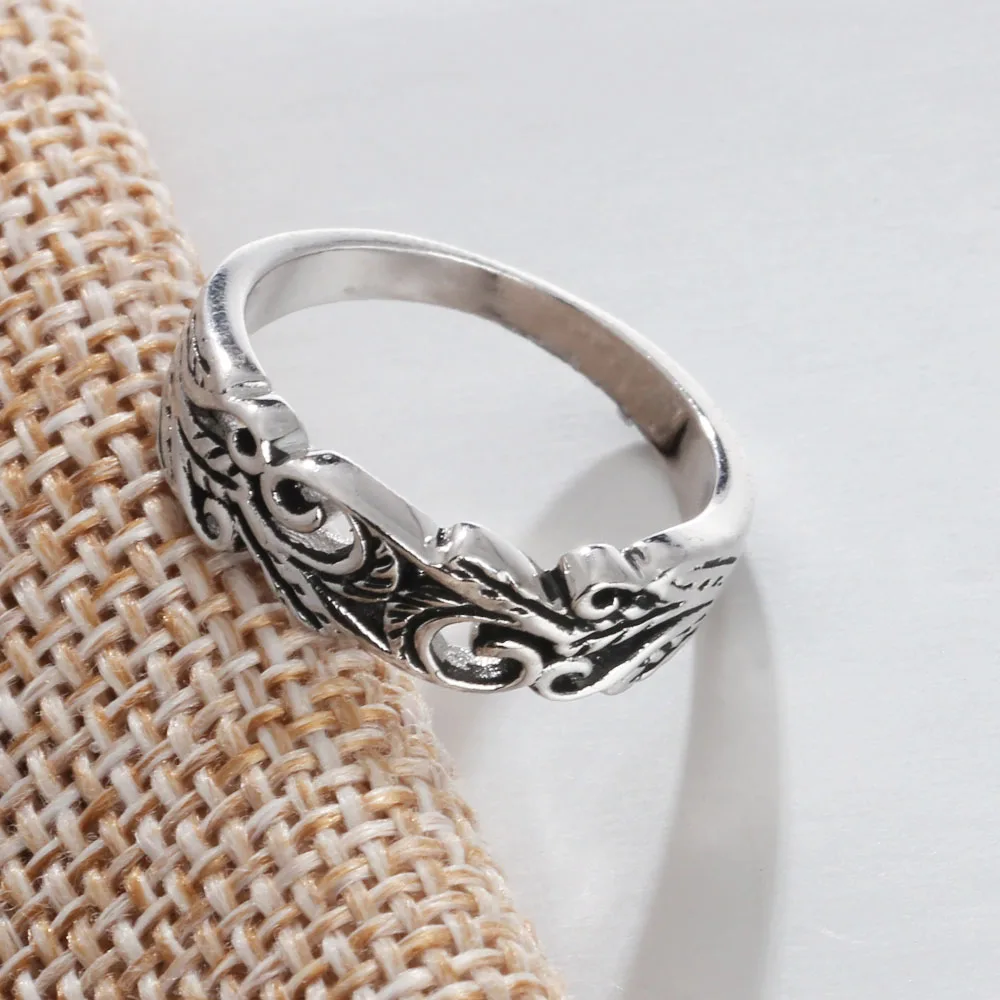 Punk Style Hollow Out Fashion Solid 925 Sterling Silver Rings For Women Party Jewelry (JewelOra RI102355)