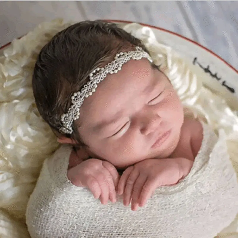 

Newborn Baby Girl Pearl Flower Headband Hair Photography Props Accessories