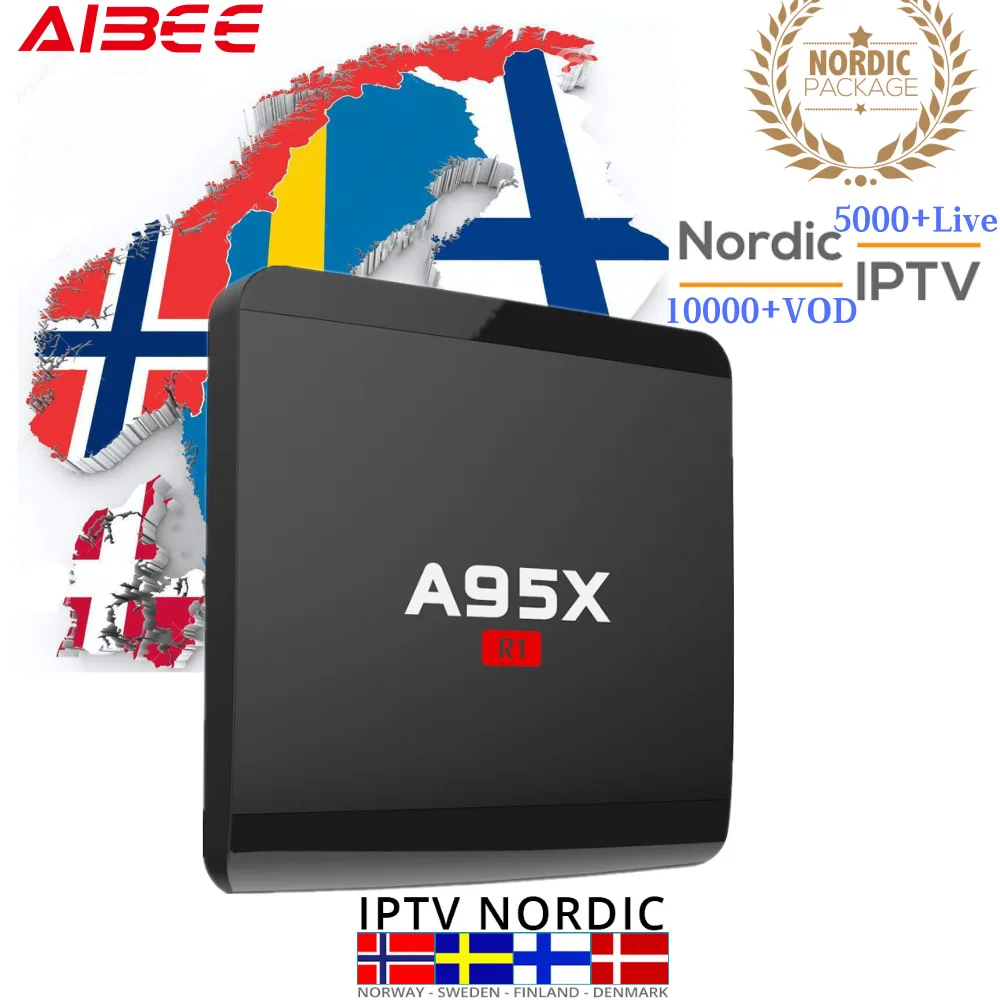 

Nordic Scandinavia Norway Denmark Finland Swedish IPTV Box A95x Quad-Core Android7.1 4K Smart TV Box Dutch Europe Arabic French