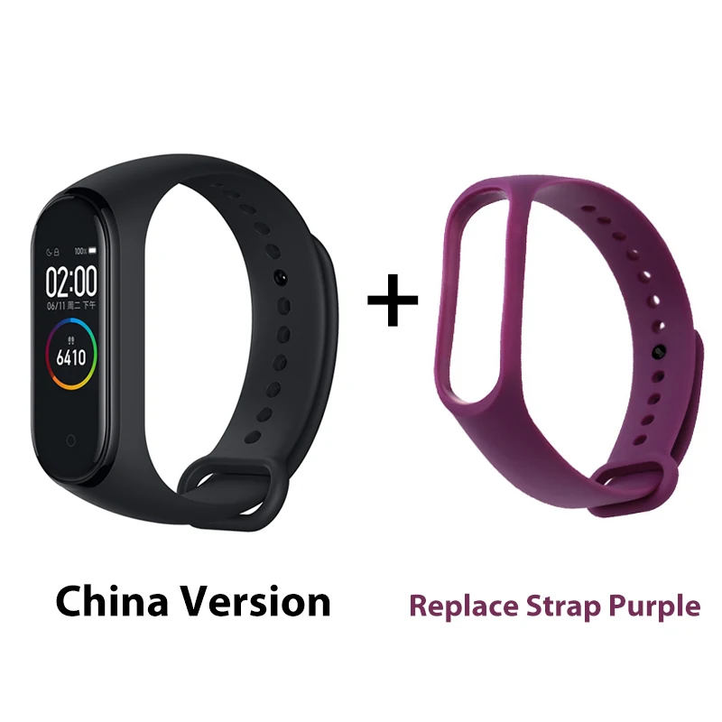 Xiaomi mi-браслет 4 музыкальный смарт-браслет mi Band 4 браслет пульсометр фитнес 135 мАч Bluetooth 5,0 цветной экран - Цвет: Фиолетовый