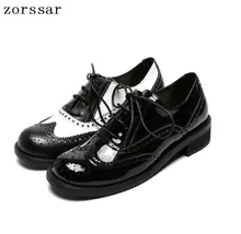 Zorssar 2019 Fashion Woman Flat Oxford Shoes British Style Vintage Shoes Soft Genuine Leather black Casual Retro Brogues цена Zorssar 2019 Fashion Woman Flat Oxford Shoes British Style Vintage Shoes Soft Genuine Leather black Casual Retro Brogues цены онлайн