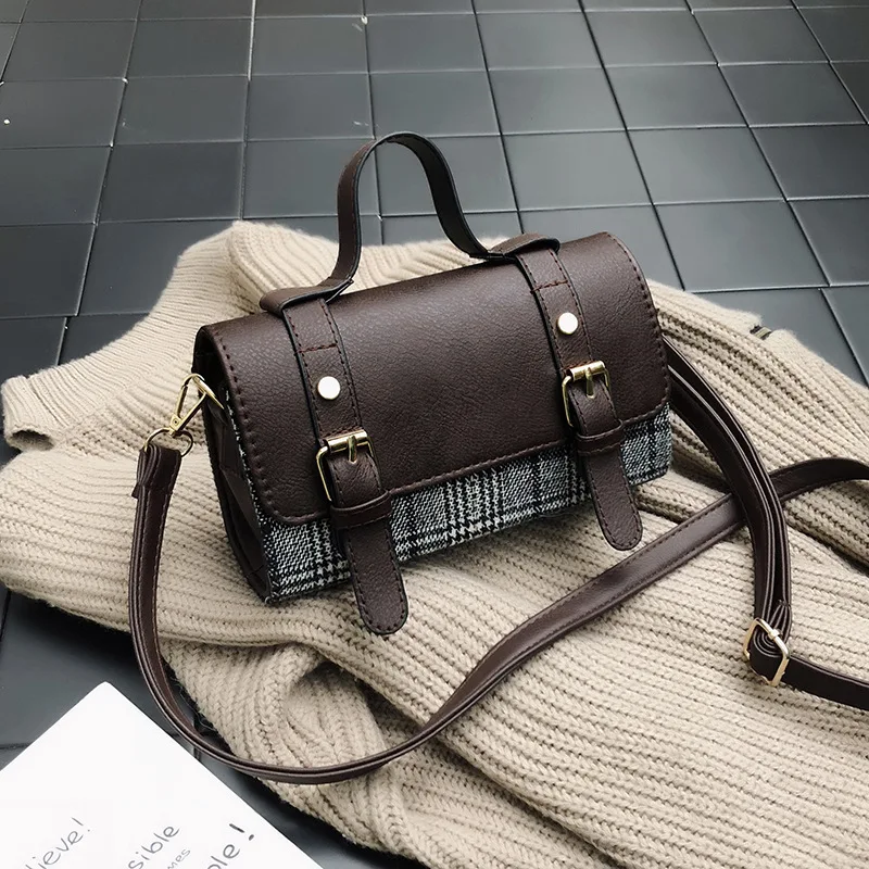 

MAYFULL NEW FASHION pu leather shoulder bag women chic plaid cover hand bag lady girls leisure casual shoulder bags brand