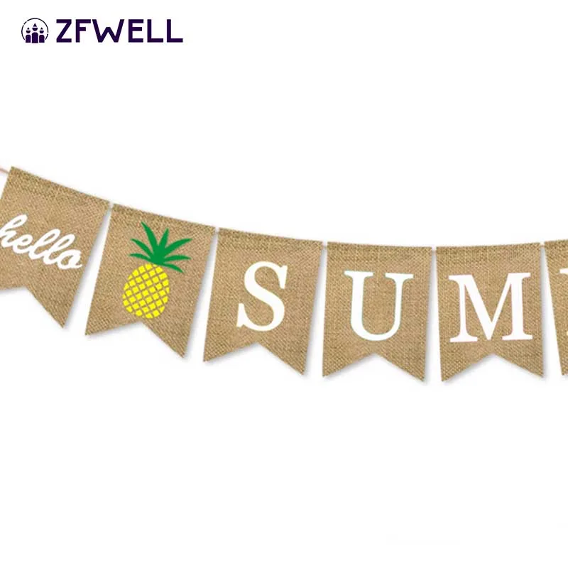 ZFWELL белье «hello summer с надписью забавными буквами «Фламинго и ананасы в виде хвоста Ласточки баннер тянуть флаг Гавайская тема вечерние на день рождения и свадьбу decora8