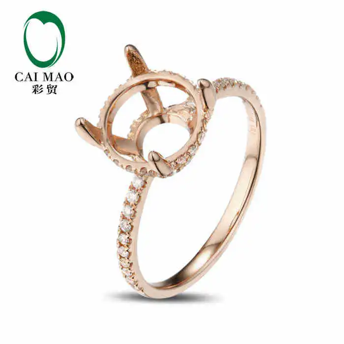 CaiMao круглая огранка полу крепление кольца с платформой и 0.32ct алмаза 14 k, покрыто розовым золотом обручальное кольцо с драгоценными камнями, хорошее ювелирное изделие