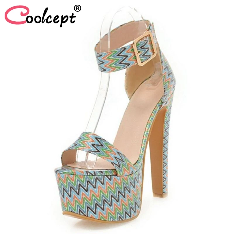

Coolcept Size 33-48 Ladies High Heel Sandals Ankle Strap Platform Women Sandals Elegant Fashion Ladies Shoes Club Footwear