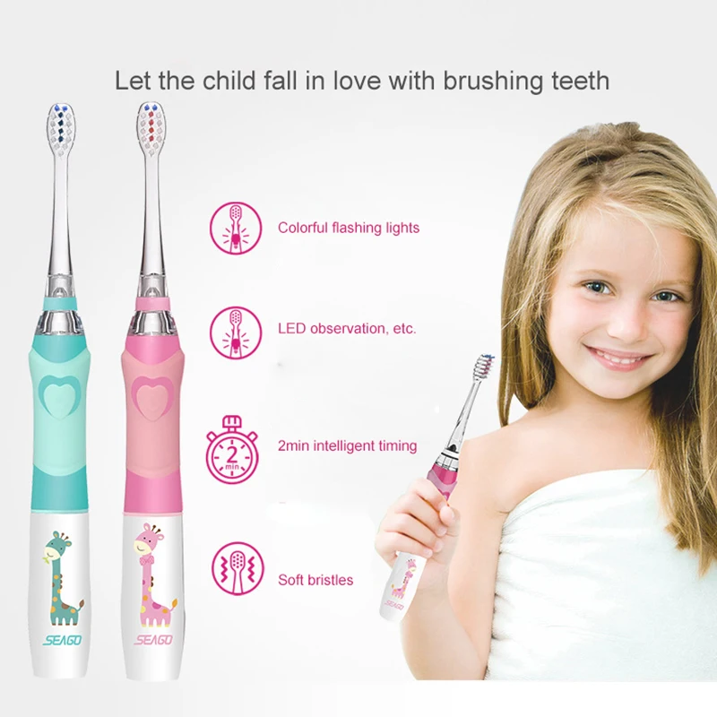 Детская электрическая зубная щетка сухая батарея высокая частота микро Вибрация мягкая щетина звуковая Кнопка ABS зубная щетка