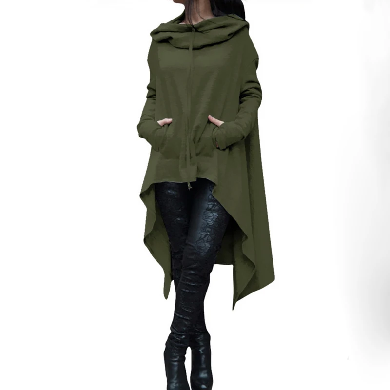 Autumn and winter street hipsters solid color long multi-color super large size set of loose hooded women