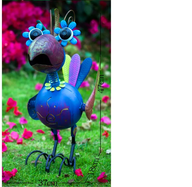 Кованые животные, большая синяя птица, садовые статуи, украшения для сада на открытом воздухе, украшения для сада, животные, садовая скульптура, украшения