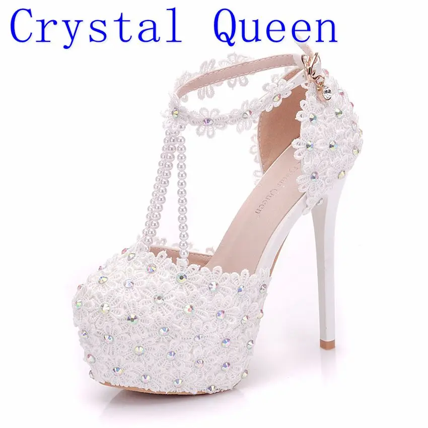 Crystal Queen Beautiful White Flowers Pearl Tassel Bridal Super High