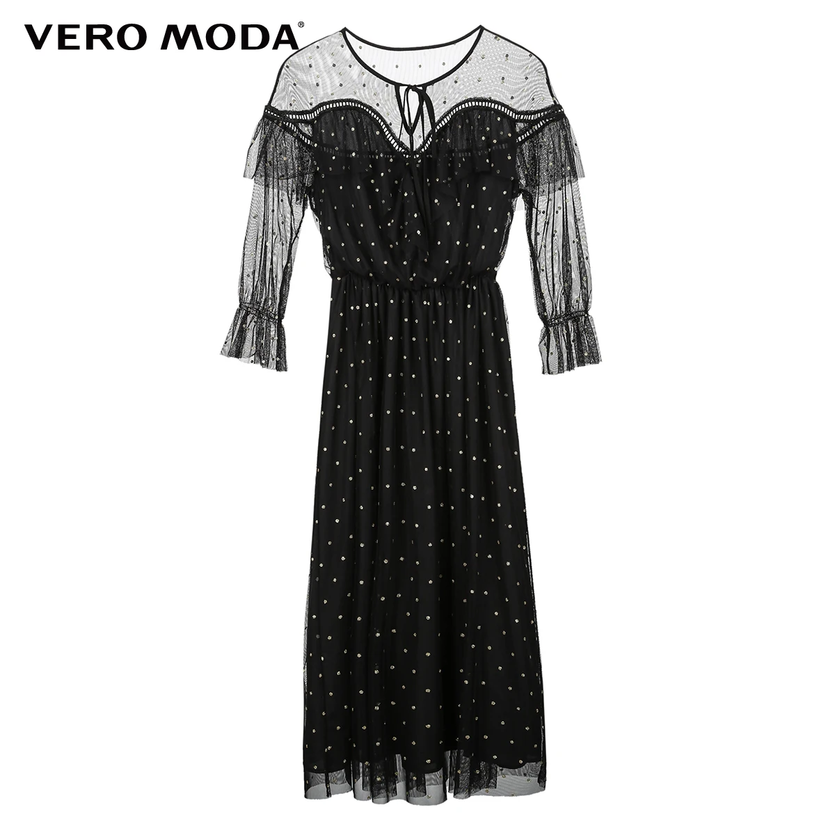 Vero Moda новые женские прозрачные Gauzy на шнуровке 3/4 рукава грудь высокая талия платье | 31847C503