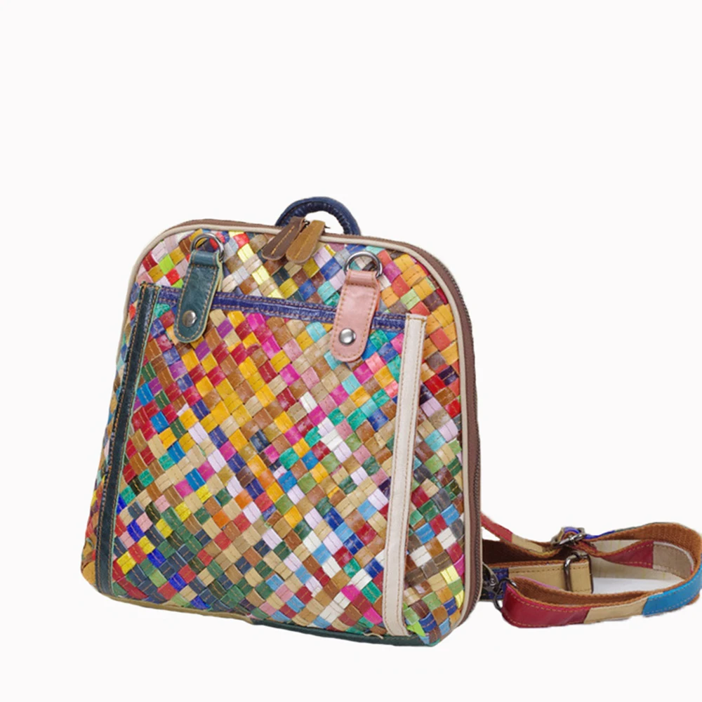 

Caerlif 2017 Top-handle genuine leather shoulder bag for women colorful splicing crossbody bag fashion Girl Two shoulders bags