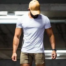 Бренд быстросохнущая Running рубашки Для мужчин свободные короткий рукав спортивные Фитнес футболки дышащий обучения баскетбол бег тренажерный зал топы