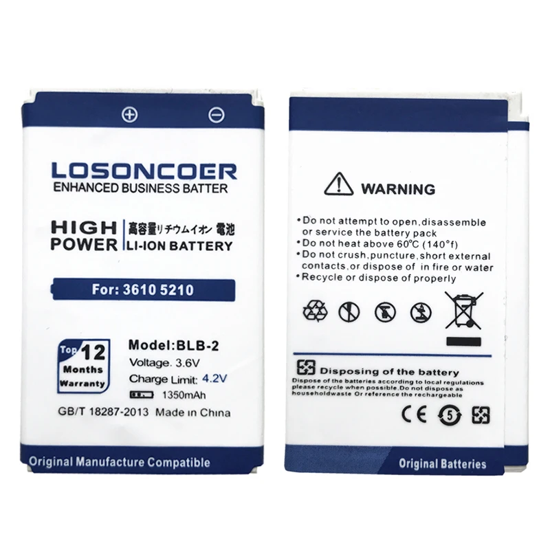 Losoncoer 1350 мА/ч, BLB-2 BLB2 Батарея для Nokia 3610 5210 6500 6510 7650 8210 8850 8250 8310 8890 8910 8910i сотовый телефон Батарея