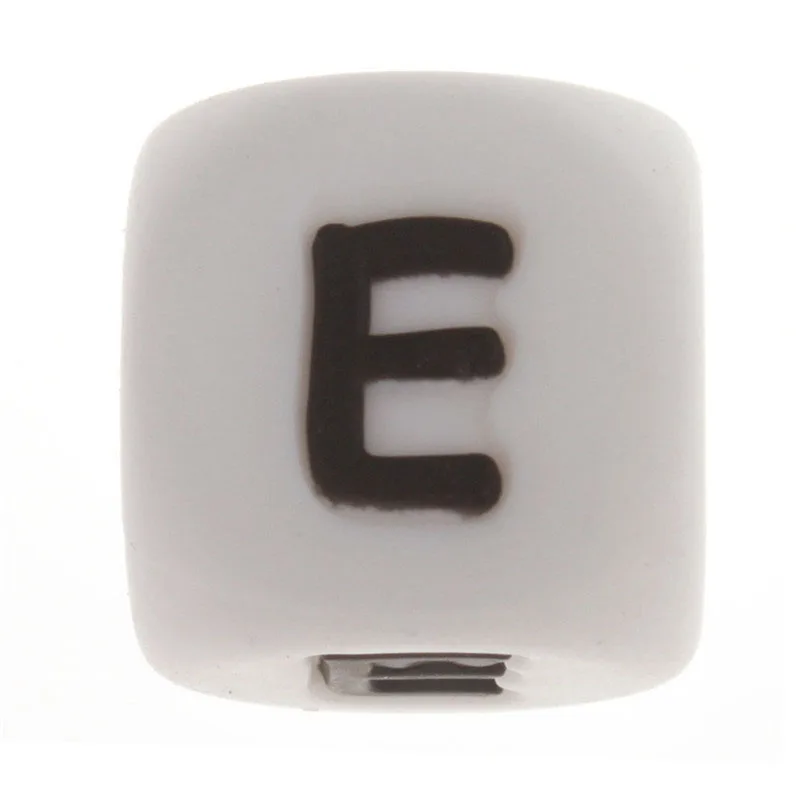 12mm 100pcs Cube Letters Silicone Beads Alphabet Bpa Free Baby Teether Jewelry Accessories Infant Teething Necklace DIY