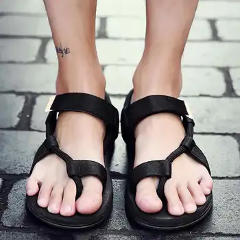 

Leisure Sandals Men Summer Shoes Gladiator Sandals for Men Hook-loop Flat Sandals Rome Beach Shoes Flip Flops Sandalia Masculina