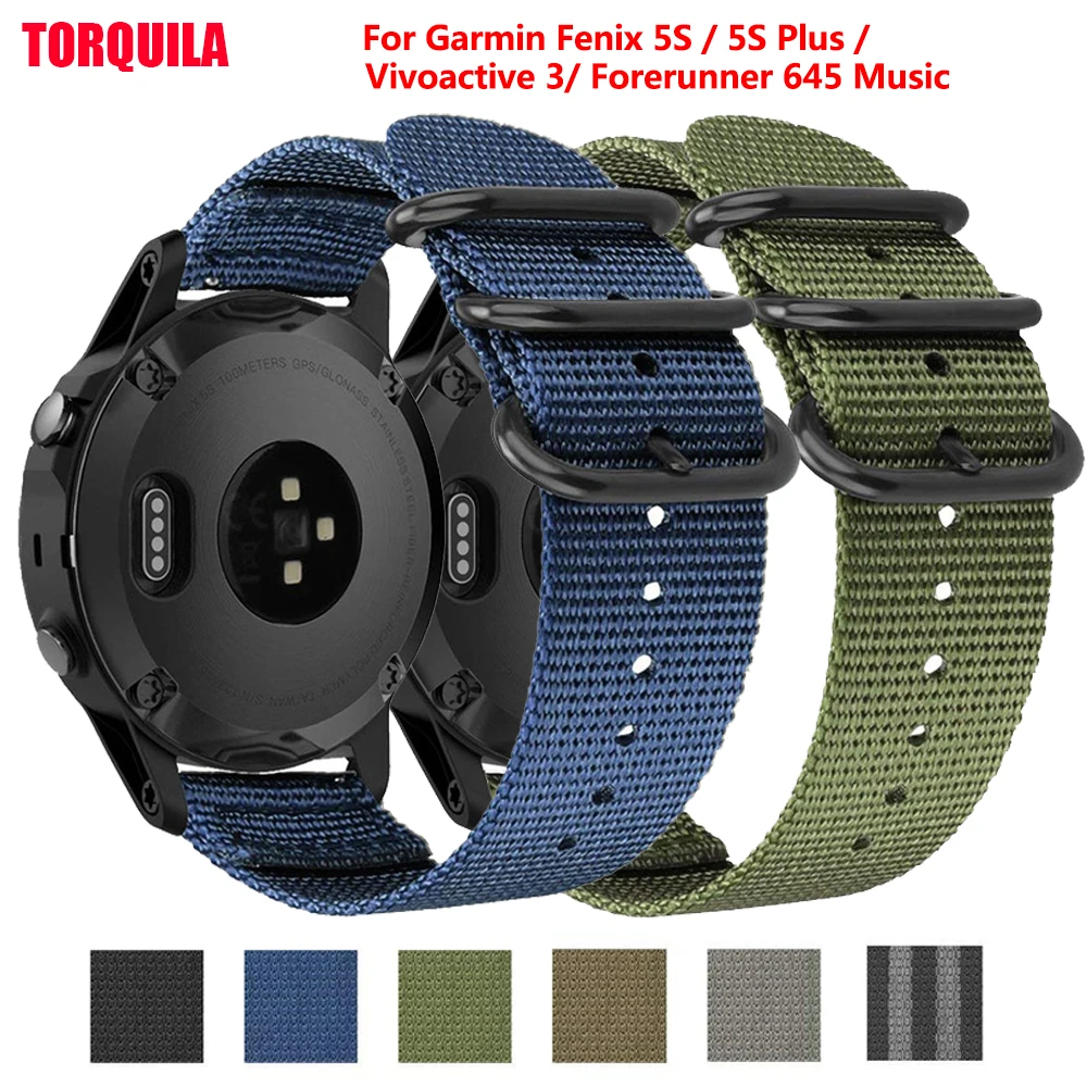 Нейлоновый ремешок TORQUILA 20 мм премиум-класса Nato для Garmin Fenix 5S/5S Plus/Vivoactive 3/Forerunner 645 музыкальный дышащий ремешок для часов