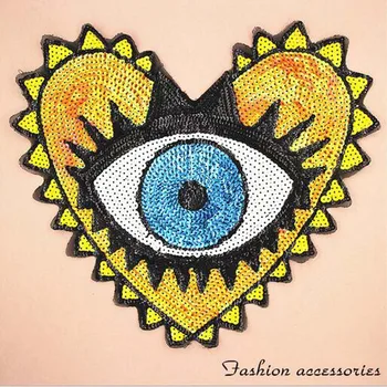 

Paillette Sequins Heart Eye Elephant Patch Clothes Stickers Bag Sew on Patches Applique DIY Apparel Sewing Clothing DIY BU105