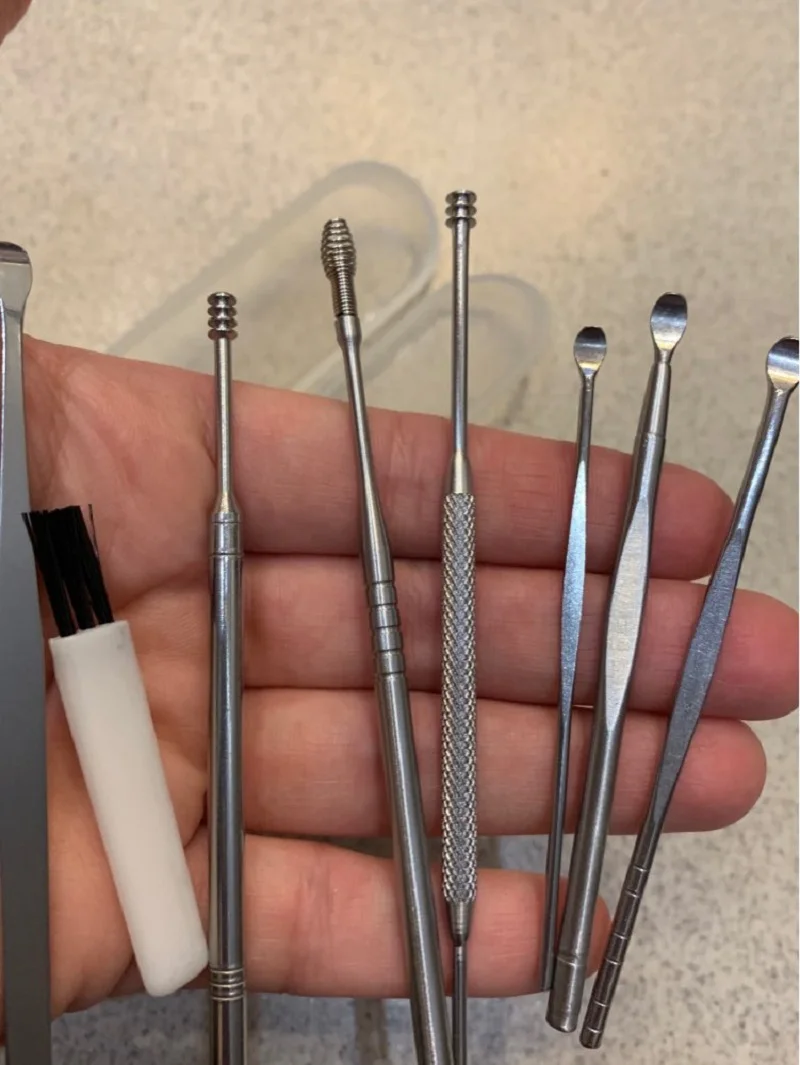 7pcs/set Ear Wax Pickers Cleaner Stainless Steel Earpick Wax Remover Curette Care Ear Pick Cleaner Ear Cleaner Spoon Clean Tool 5