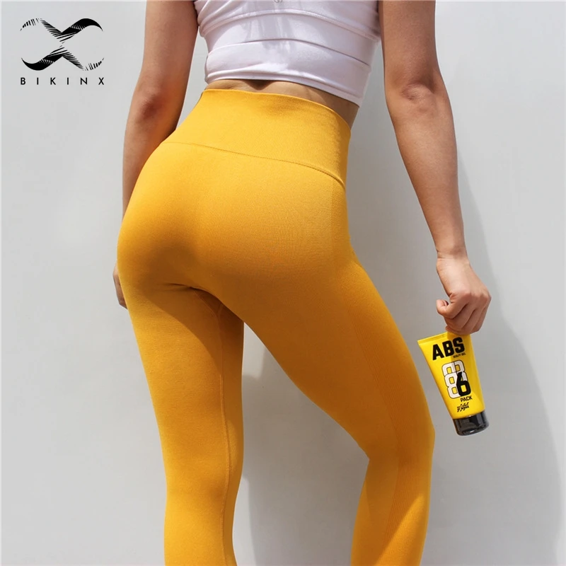 

Bikinx Fitness leggings women legins Yellow jeggings sports pants running tights Sportswear woman gym Workout sexy leggings 2019